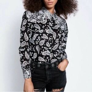 Free People- One Teaspoon Black and White Paisley Button Down Shirt NEW